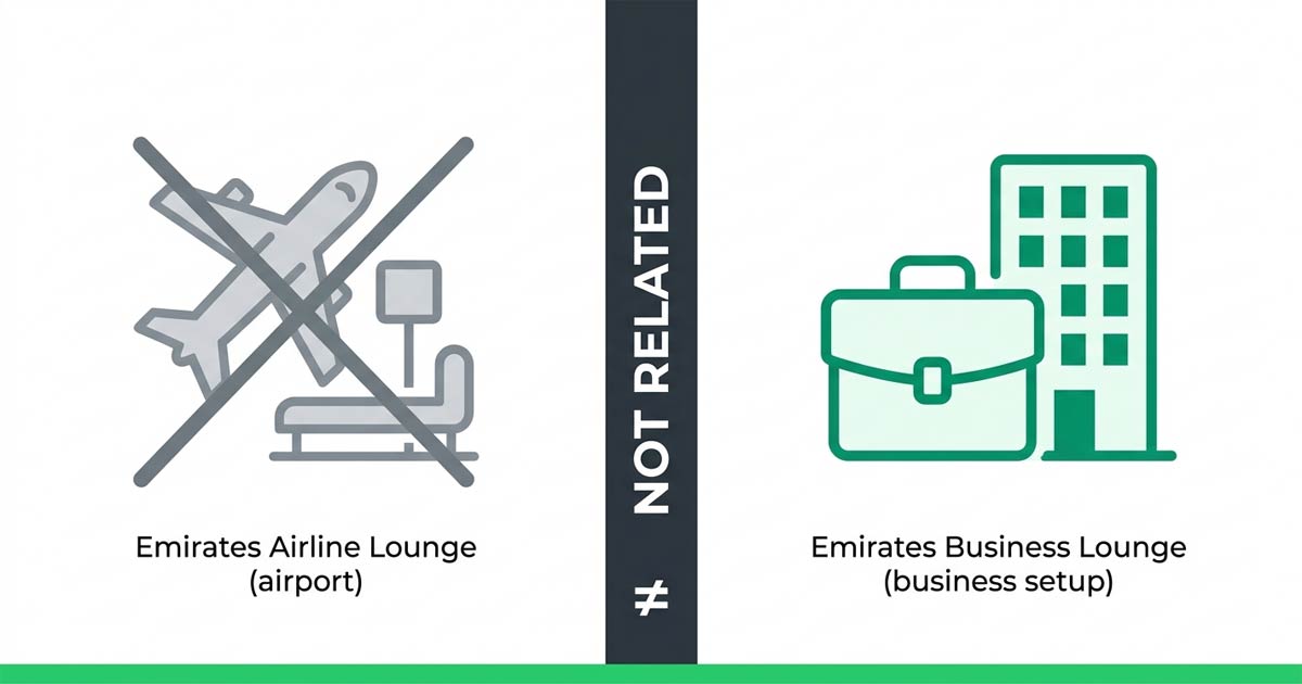 Emirates Business Lounge is not related to Emirates airline — a private Dubai business setup consultancy